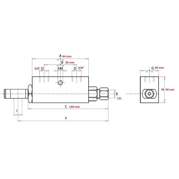 VALVOLA DI BLOCCO ENTRATA 3/8" USCITA 12 L