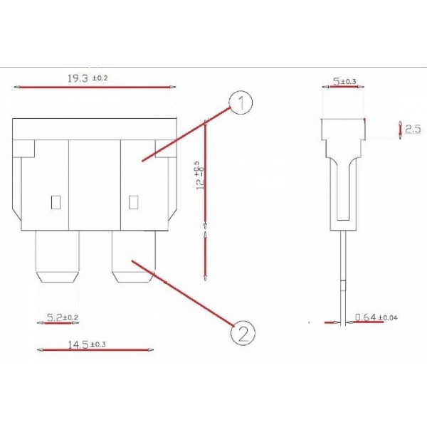FUSIBILE BILAMA 25 AMP TRASPARENTE 19X20mm