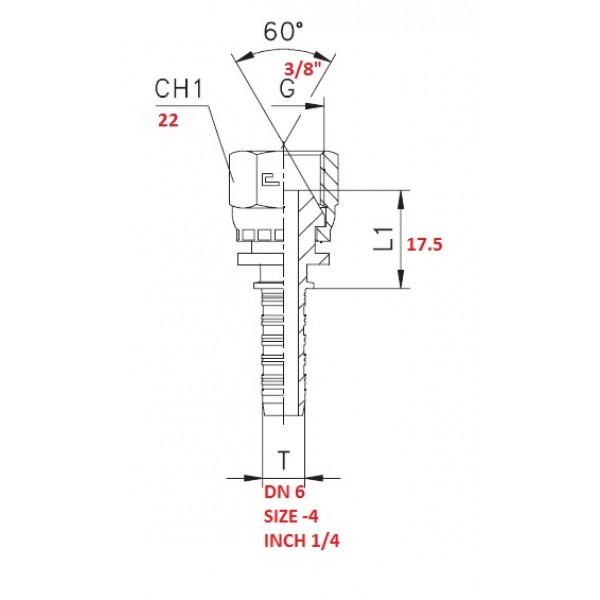 RACCORDO DRITTO 3/8"X1/4" A PRESSARE