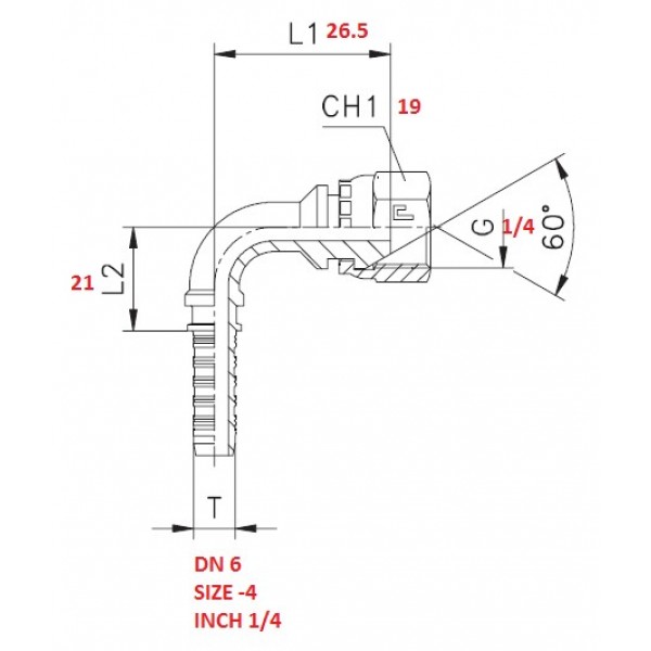 RACCORDO CURVA 90° FEMMINA 1/4" A PRESSARE