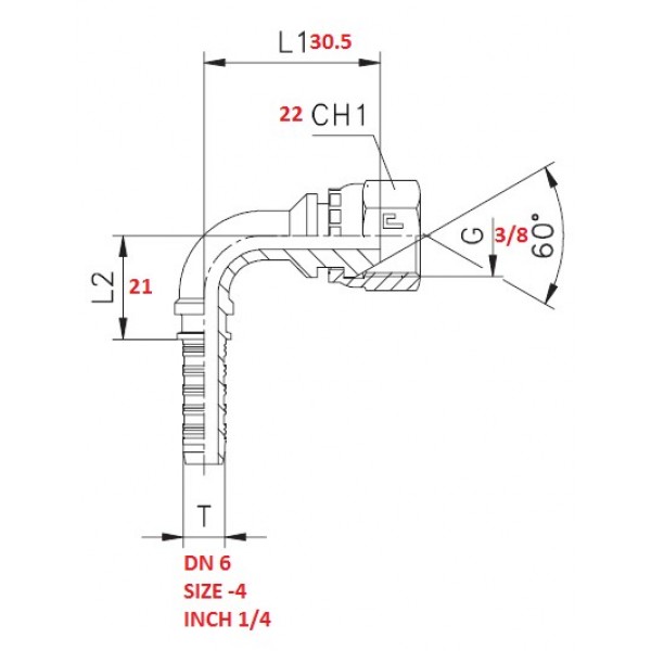 RACCORDO CURVA 90° 3/8"X1/4" A PRESSARE