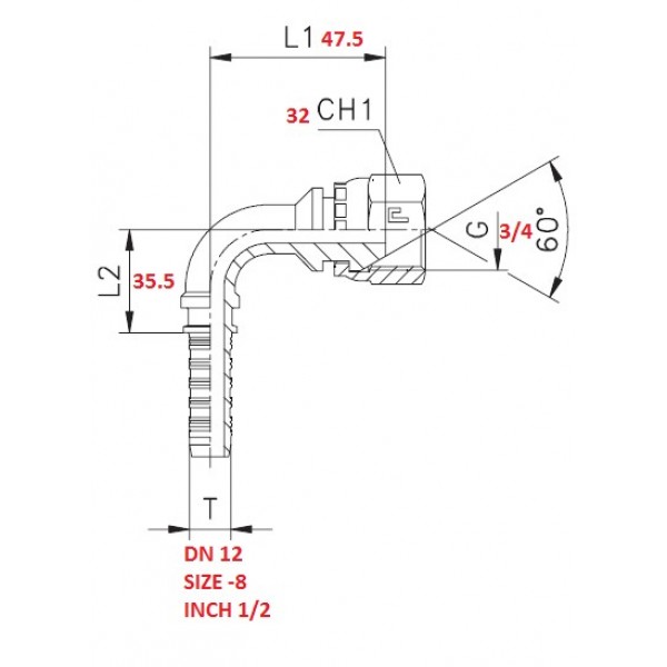RACCORDO CURVA 90° 3/4"X1/2" A PRESSARE