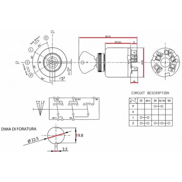 Quadro avviamento, blocchetto chiave semovente compatibile FIAT 9955994