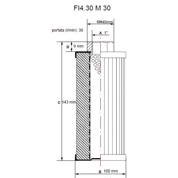 Filtro idraulico aspirazione 1" M30