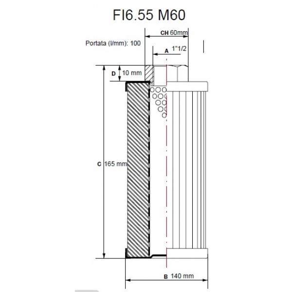 Filtro idraulico aspirazione 1"1/2 M.60