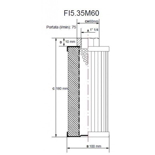 Filtro idraulico aspirazione 1"1/4 M.60