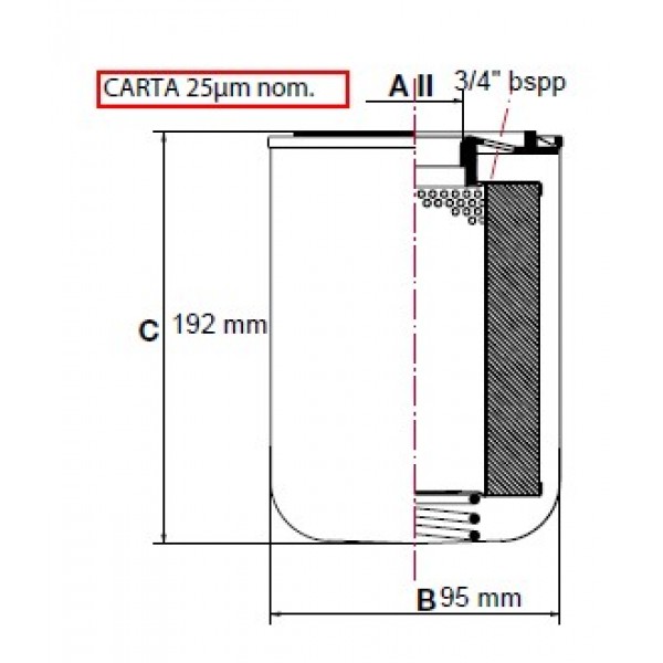 Cartuccia spin-on 3/4 h.195 M.25