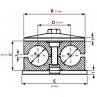 PLACCHETTE, BLOCCHETTO FERMATUBI 2 POSTI DIAMETRO 15