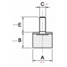 PIEDE MASCHIO ANTIVIBRANTE 50X30 M10X28